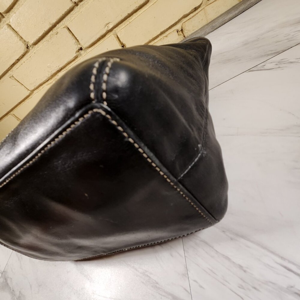 Euc Vintage Coach Black Saffiano Leather Handbag Tote Purse - Picture 9 of 10